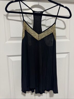 Express Black Camisole with Gold Chevron Trim